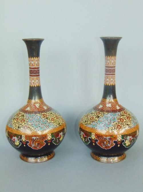 Good Pair of Japanese Meiji Period Cloisonne Vases