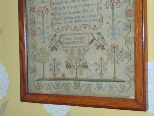 fig 1. Early 19th Century Sampler Sarah Hodges Aged 10