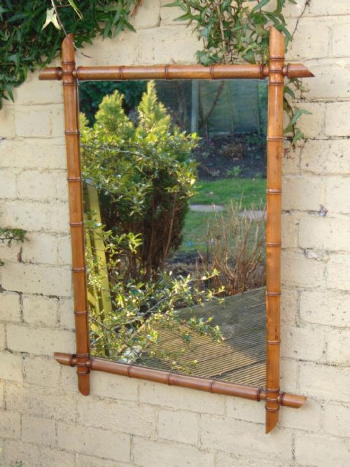 Pretty French Walnut Bamboo Style Mirror C.1860