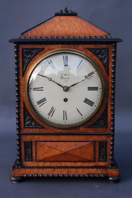 Regency Birds Eye Maple Fusee Bracket Clock K. Hall of Dover