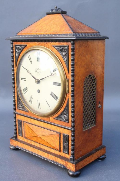 fig 2. Regency Birds Eye Maple Fusee Bracket Clock K. Hall of Dover