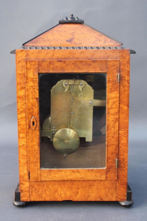 fig 3. Regency Birds Eye Maple Fusee Bracket Clock K. Hall of Dover