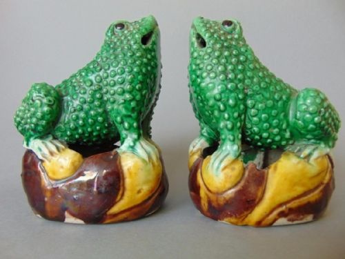 Fab Pair of 19th Century Chinese Porcelain Mythical Toads