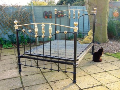 Victorian Cast and Brass Double Bed