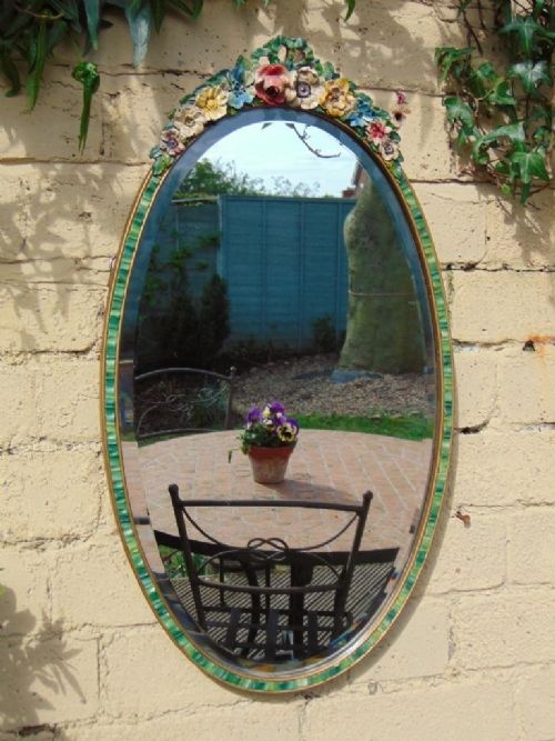 Early 20th Century Oval Barbola Mount Framed Mirror