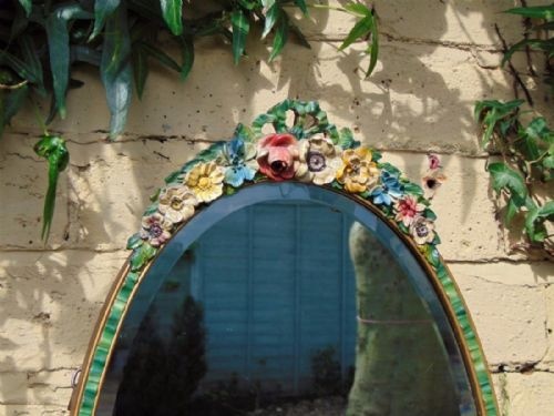 fig 1. Early 20th Century Oval Barbola Mount Framed Mirror