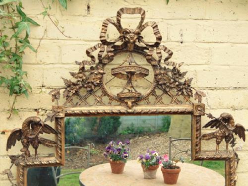 fig 1. Stunning 19th Century Gilt and Gesso Overmantle Mirror Eagles