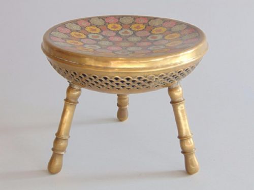Beautiful Aesthetic Islamic Enamelled & Gilt Metal Stool