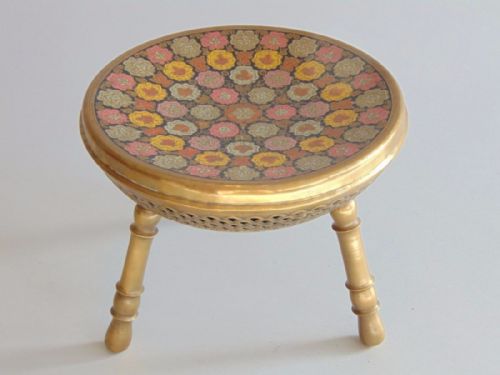 fig 1. Beautiful Aesthetic Islamic Enamelled & Gilt Metal Stool