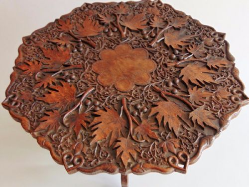 fig 1. Anglo Indian Carved Hardwood Leaf & Snake Design Table