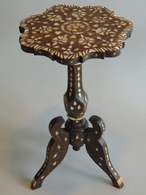 19th Century Indo - Persian Mother of Pearl Inlaid Tripod Table