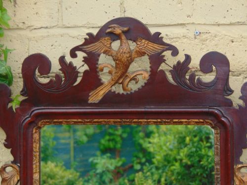 fig 1. Georgian Mahogany Carved & Parcel Gilt Pier Glass Mirror Ho Ho Bird