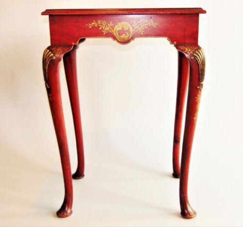 Elegant Red Lacquer & Gilt Side Table