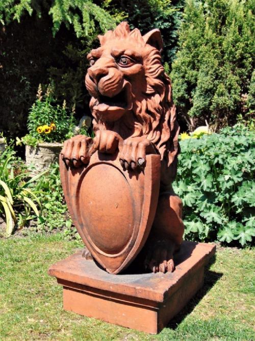fig 1. Splendid Large Rampant Lion Terracotta 19th Century