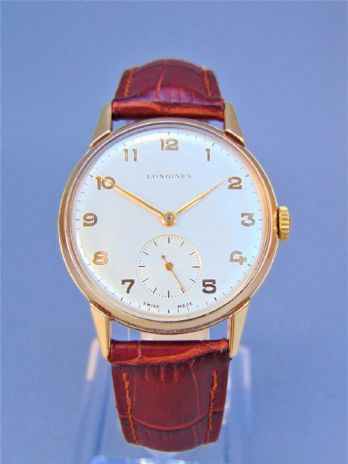Stylish Gents Longines Vintage 9ct Gold Wristwatch, 1950