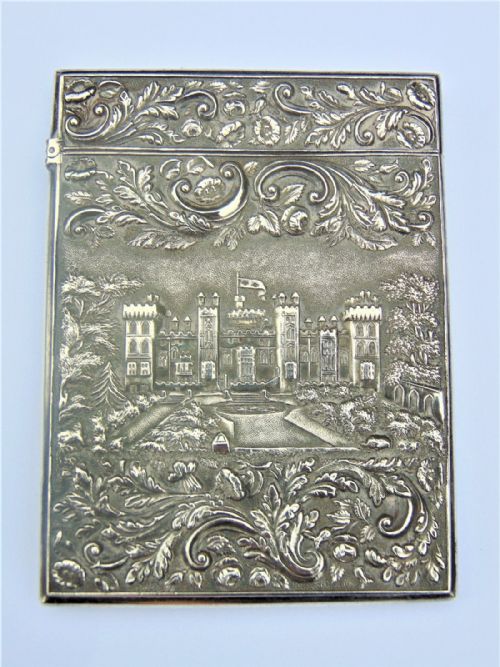 Very Fine Georgian Silver Castle Top Card Case, Nathaniel Mills 1827