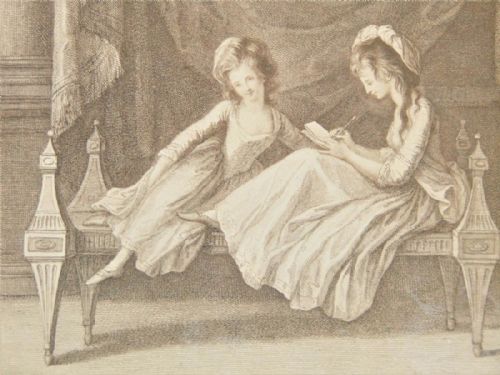 fig 1. Regency Engraving Bartolozzi Young Ladies on a Day Bed