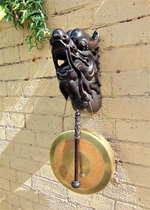 Antique Chinese Temple Dragon Gong