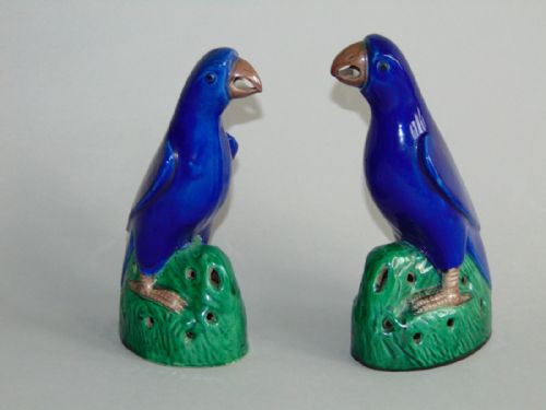 Pair of Beautiful 19th Century Chinese Porcelain Parrots