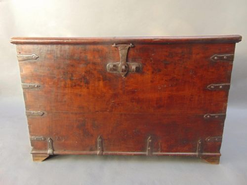 19th Century Colonial Hardwood Iron Bound Ches