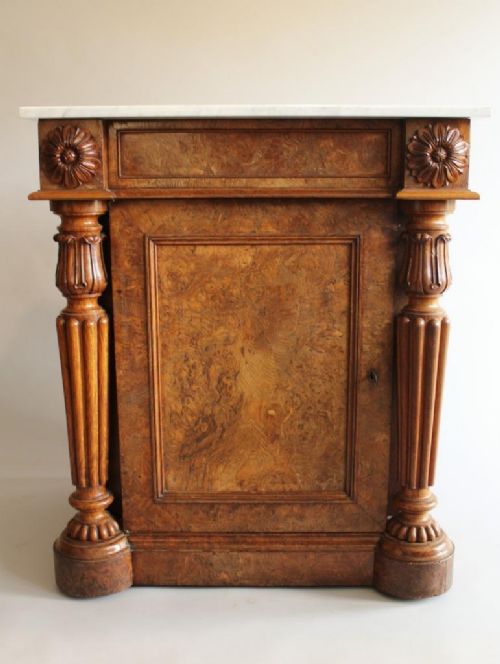 fig 1. Impressive Pair of Antique Gillows Walnut & Marble Cabinets