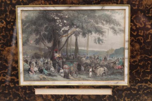 fig 1. Sikh Gathering Hand Coloured Engraving circa 1850