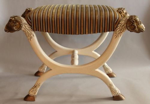 Stylish Carved Rams Head Dressing Stool