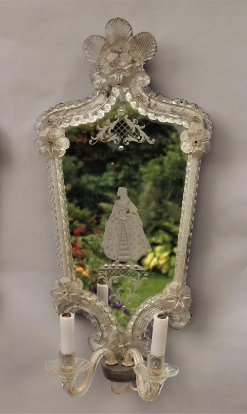 fig 1. Rare Pair of Pretty Antique Venetian Girandole Mirrors