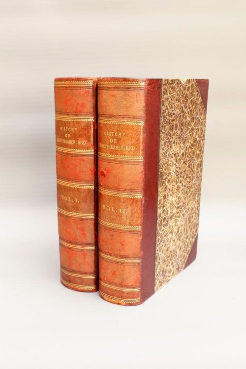 fig 1. History of Northumberland 2 Volumes Leather Bound Books