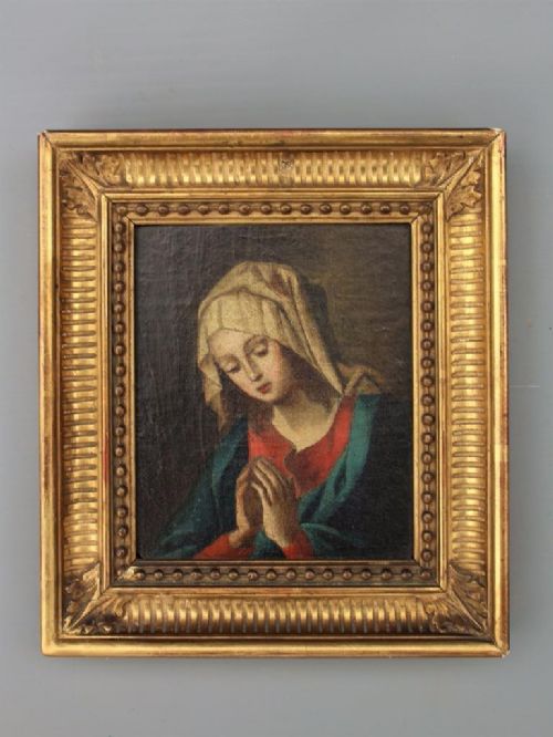 19th Century Oil Painting Praying Madonna