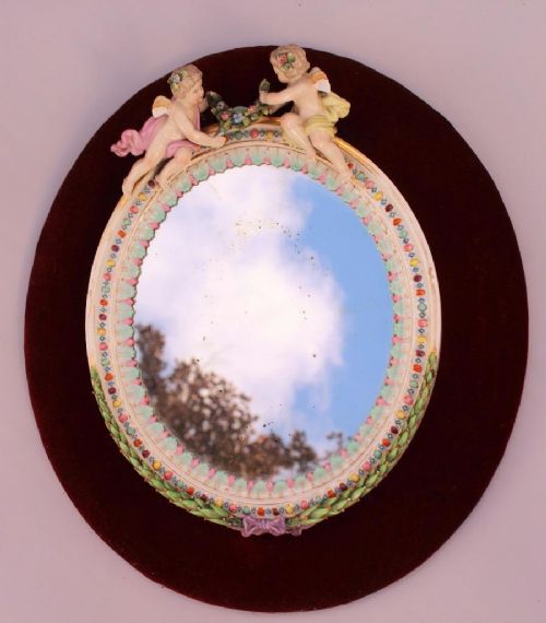 Continental Porcelain  Mirror Cherubs
