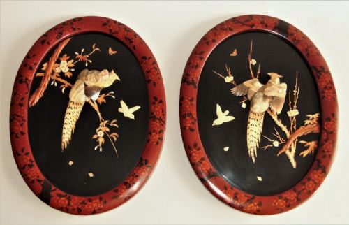 Large Pair of Japanese Meiji Shibayama Plaques