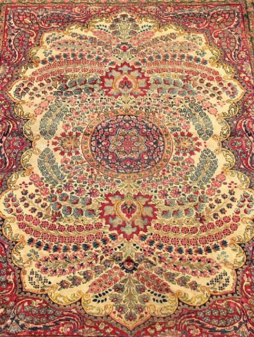 fig 1. Stunning Antique Kirman Carpet Good Room Size