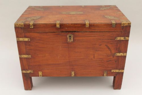 19th Century Teak & Brass Bound Campaign Chest