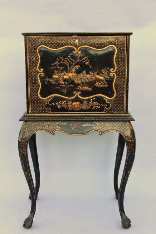 Antique Gilded Chinoiserie Bureau Cabinet