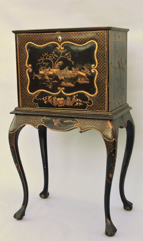 fig 1. Antique Gilded Chinoiserie Bureau Cabinet