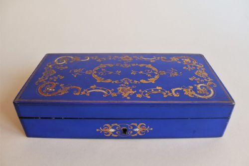 Antique French Hand Painted and Gilded Jewellery Box