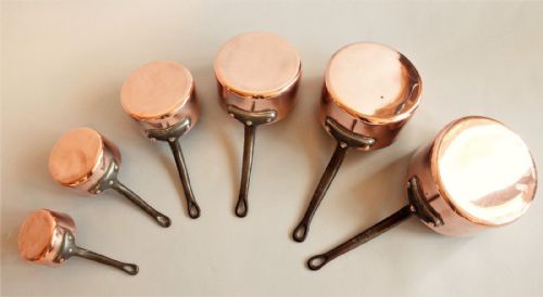 Antique Set of Victorian Copper Pans