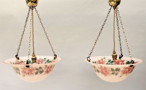 Pair of Antique Glass Ceiling Lights