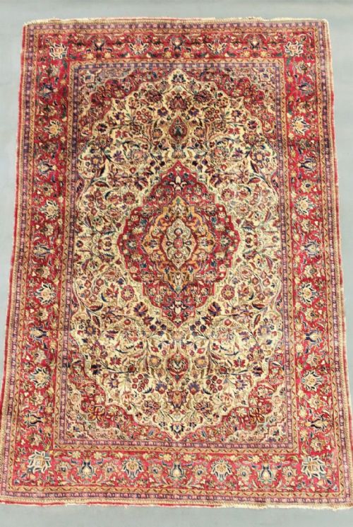 Antique Silk Kashan Carpet
