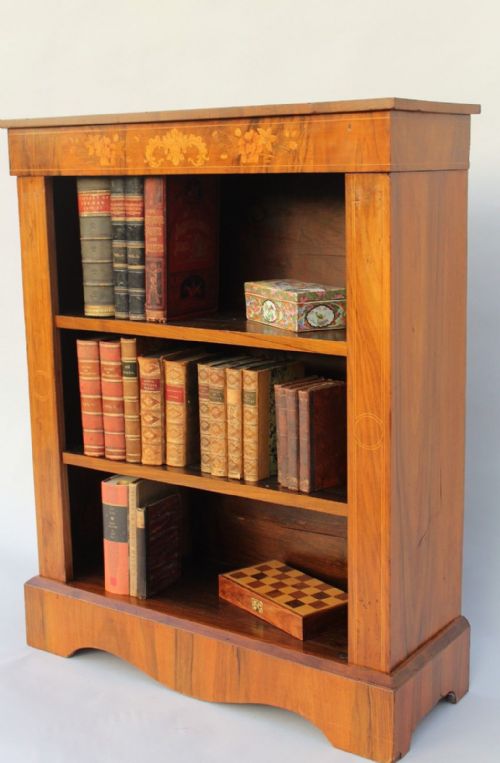 fig 1. Antique Inlaid Victorian Walnut Bookcase