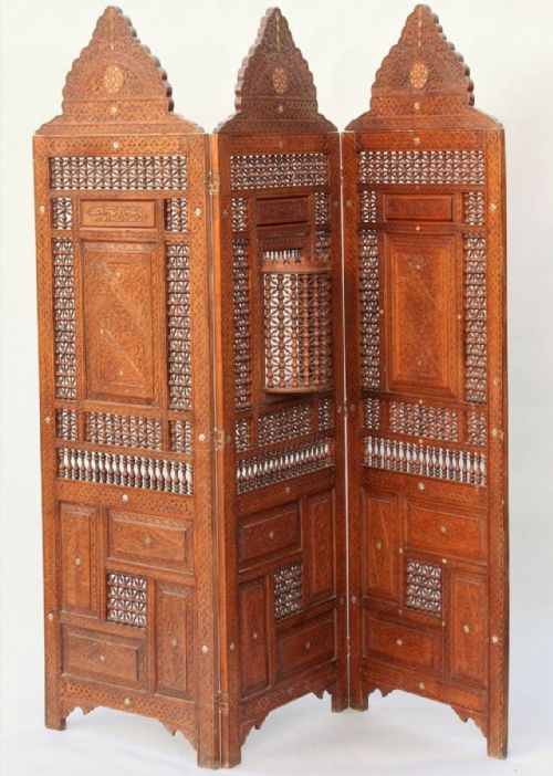 Antique Carved Hardwood Indian Screen