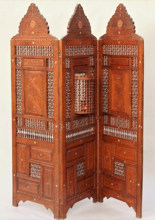 fig 1. Antique Carved Hardwood Indian Screen