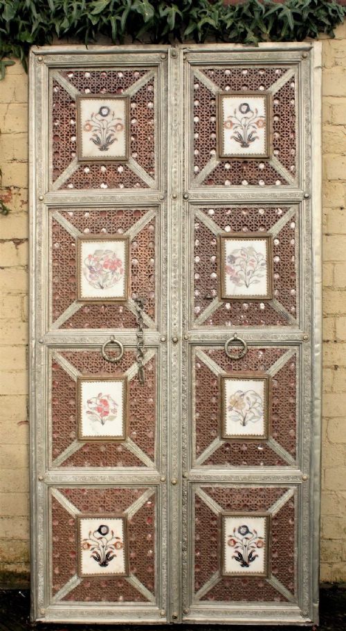 Stunning Antique Indian Palace Doors Pietra Dura