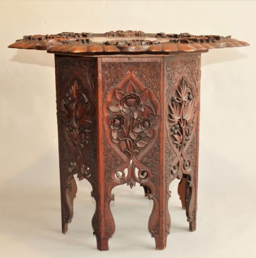 Antique Carved Hardwood Anglo Indian Table