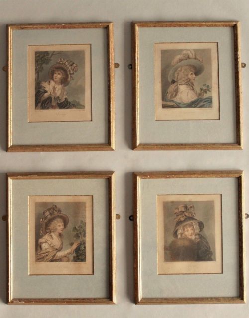 Antique Hand Coloured Engravings Four Seasons Bartolozzi