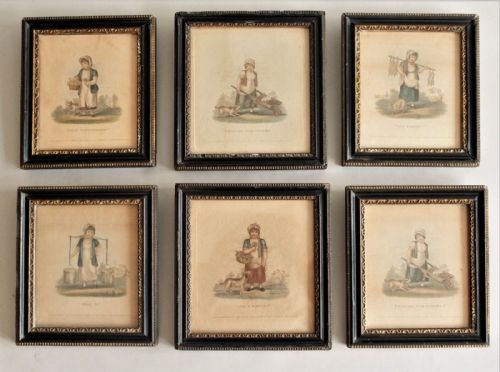 Antique Engravings Six Hand Coloured Cries of London S and J Fuller 1812