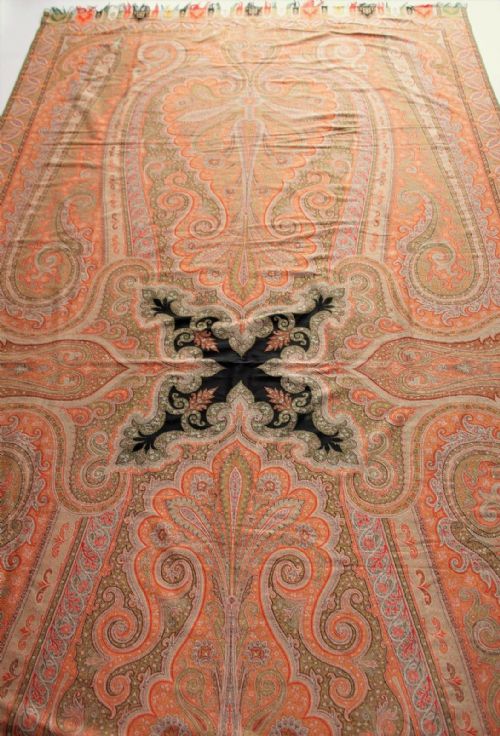 fig 1. Large Antique Woollen Paisley Shawl