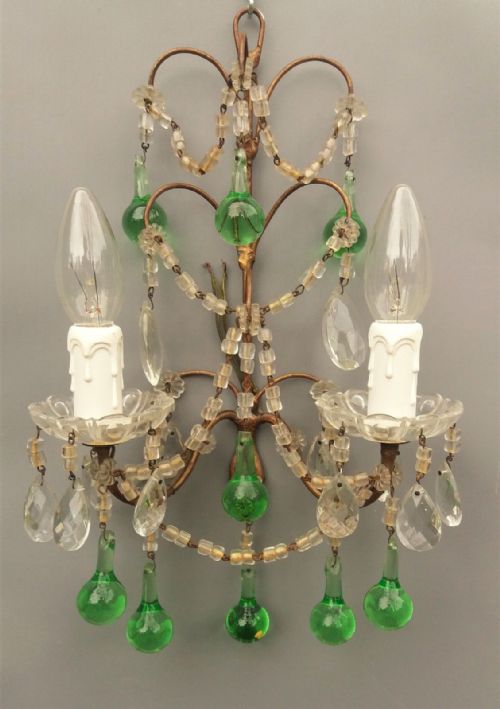 Pretty French Crystal and Coloured Glass Wall Sconce