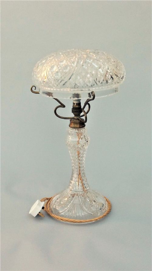 Antique Cut Glass Crystal Table Lamp